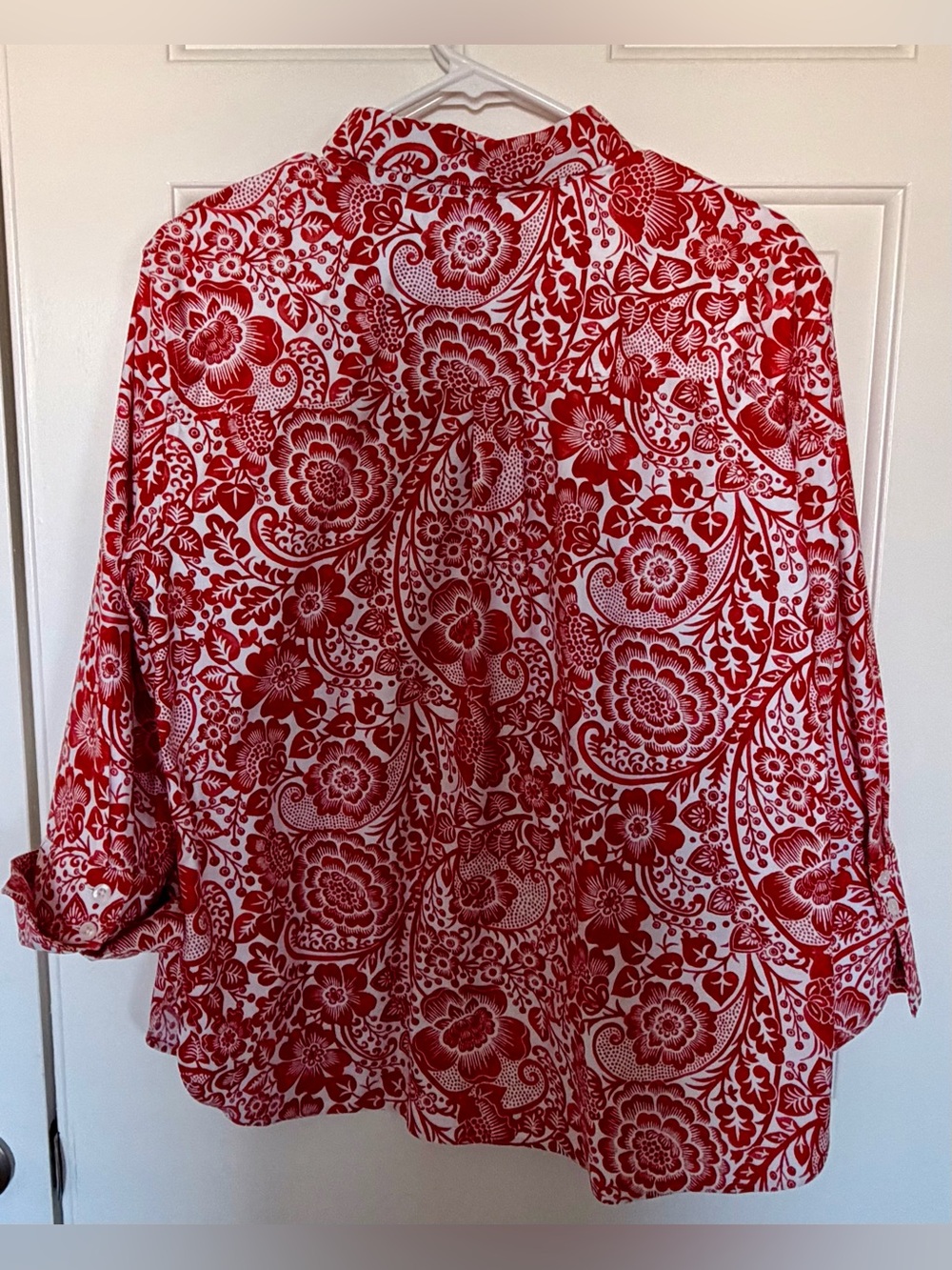 Chico's Red and White Floral Button-Down Shirt - Picture 2 of 6